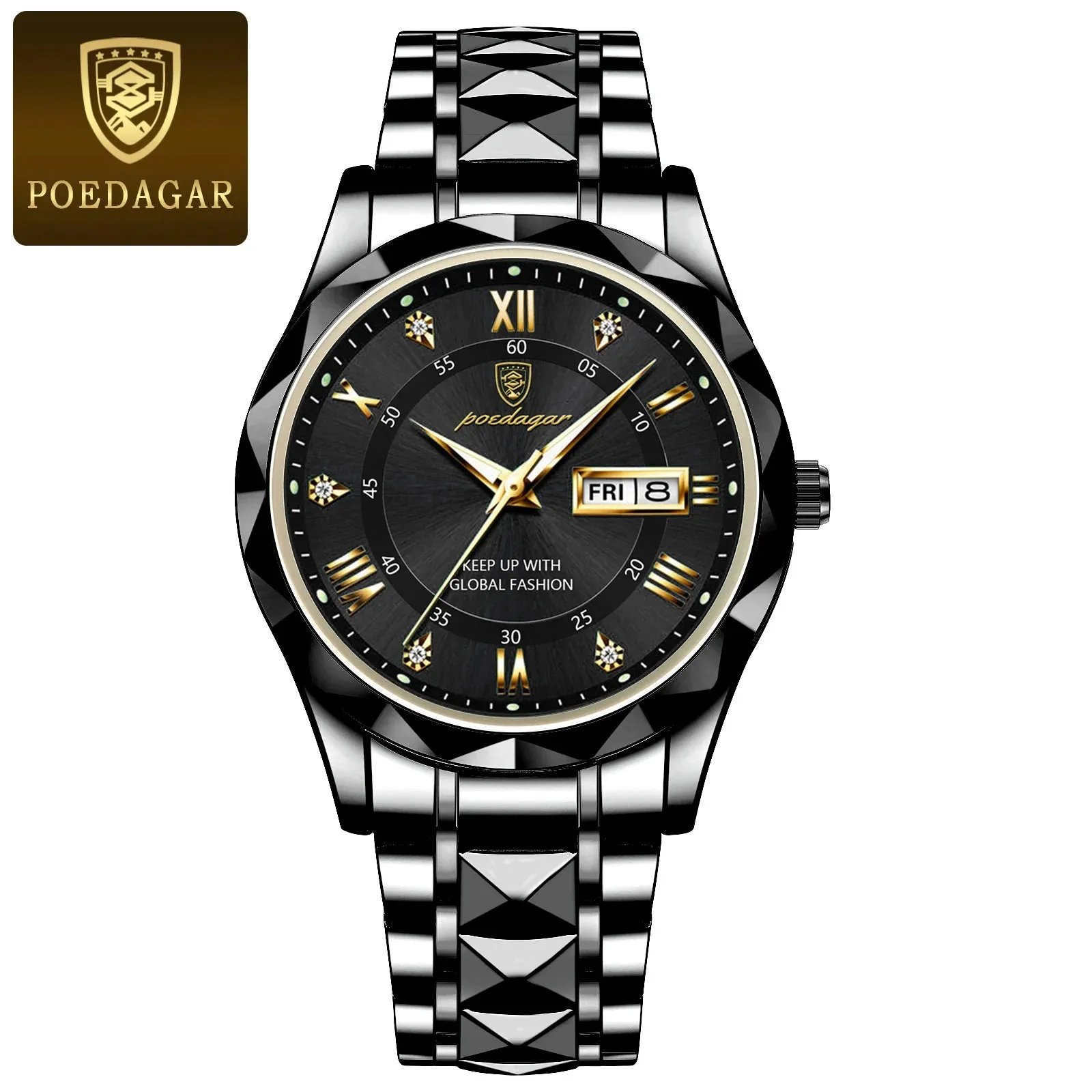 POEDAGAR Luxury Man Wristwatch Waterproof