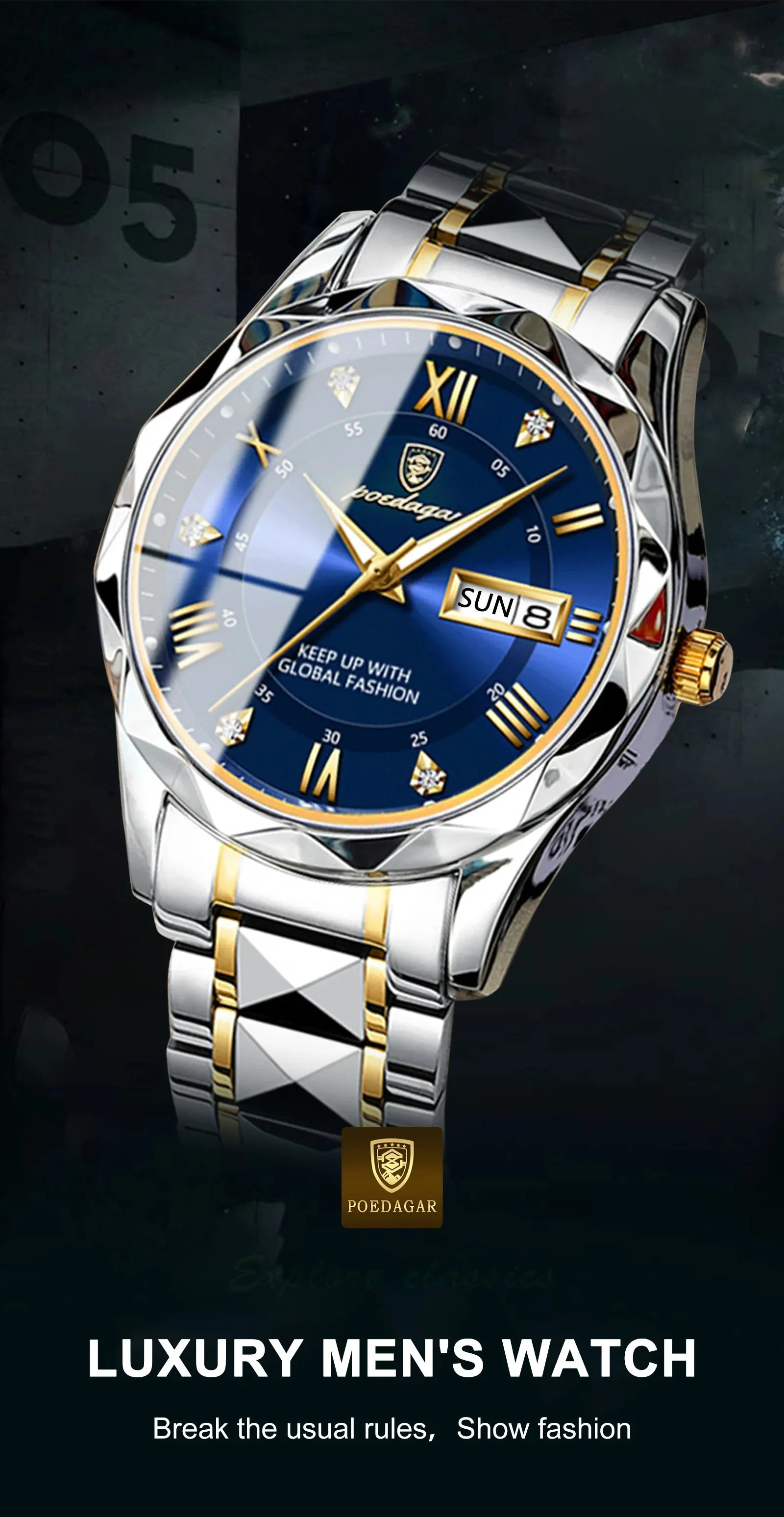 POEDAGAR Luxury Man Wristwatch Waterproof