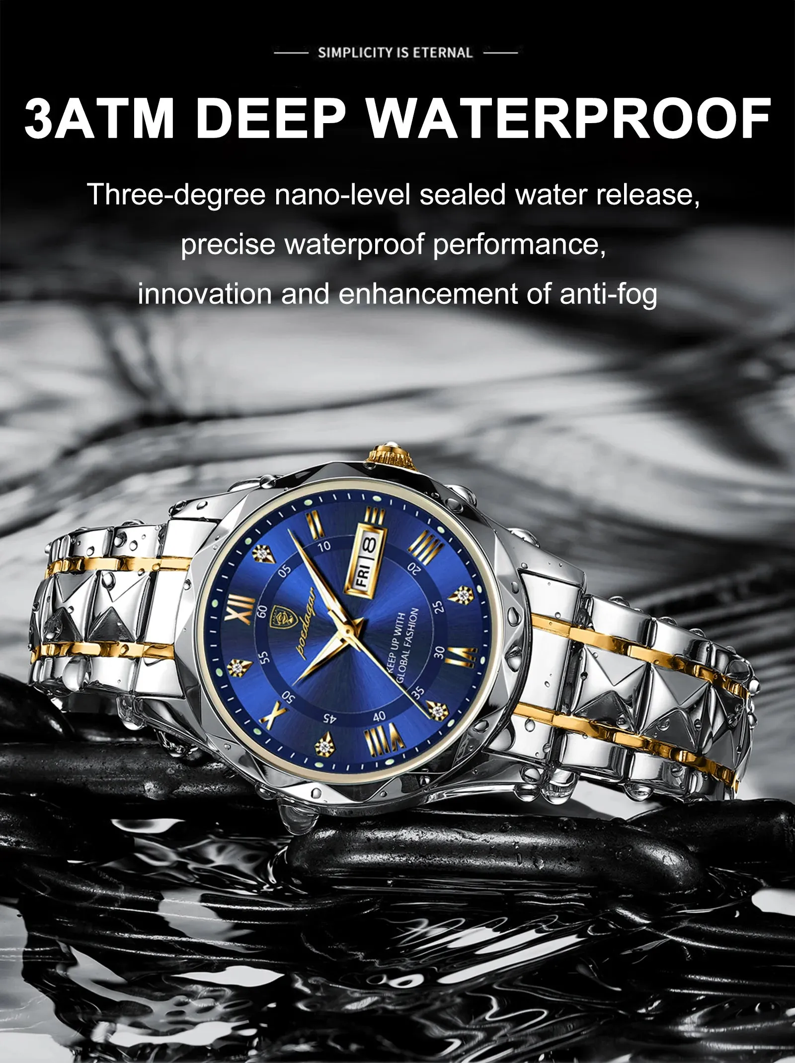 POEDAGAR Luxury Man Wristwatch Waterproof