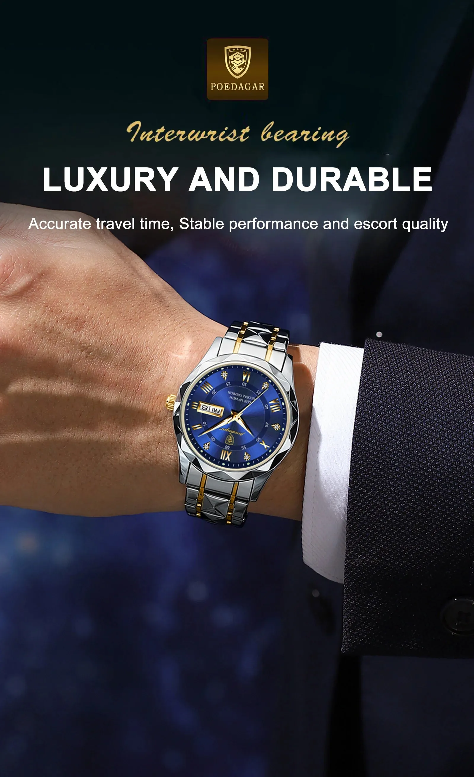 POEDAGAR Luxury Man Wristwatch Waterproof