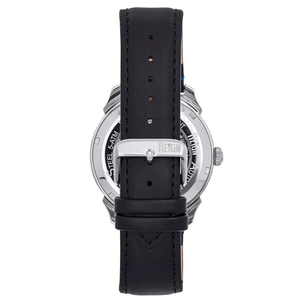 Reign Weston Automatic Skeletonized Leather-Band Watch