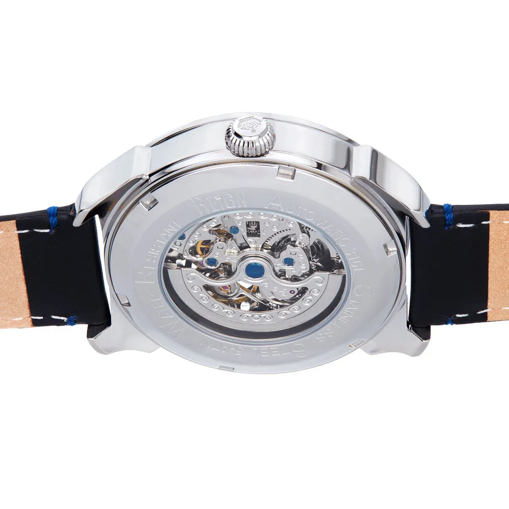 Reign Weston Automatic Skeletonized Leather-Band Watch