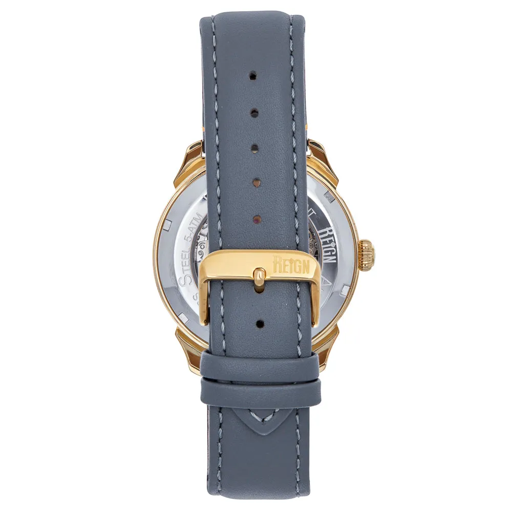 Reign Weston Automatic Skeletonized Leather-Band Watch