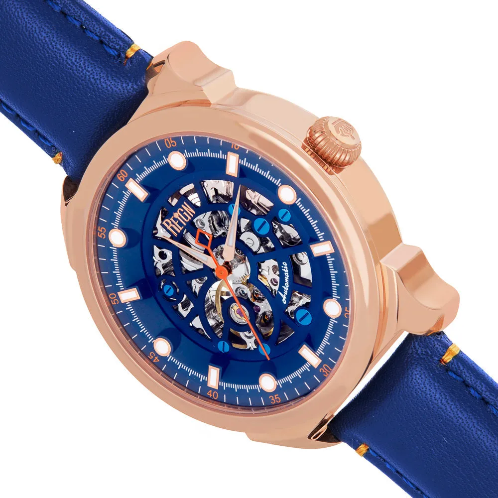 Reign Weston Automatic Skeletonized Leather-Band Watch