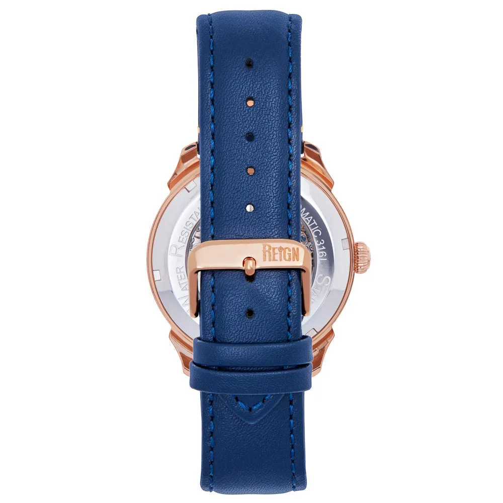 Reign Weston Automatic Skeletonized Leather-Band Watch