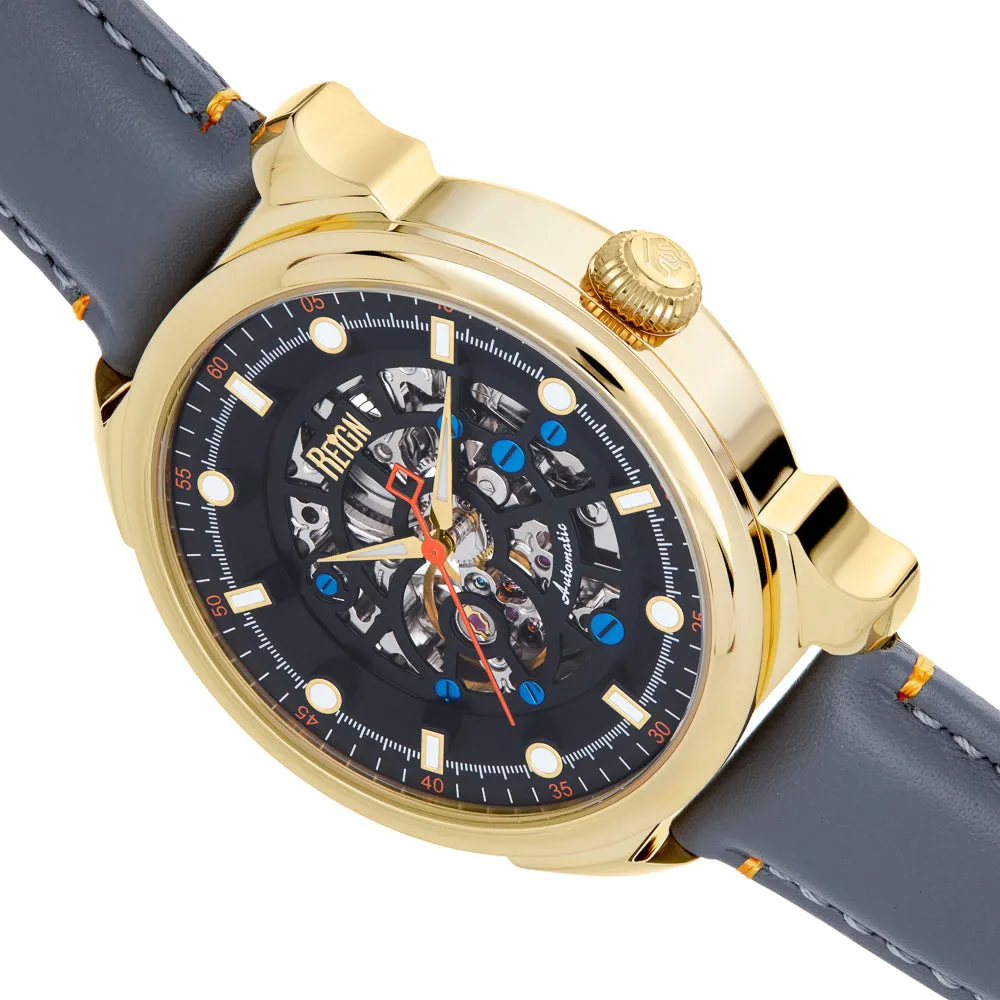 Reign Weston Automatic Skeletonized Leather-Band Watch