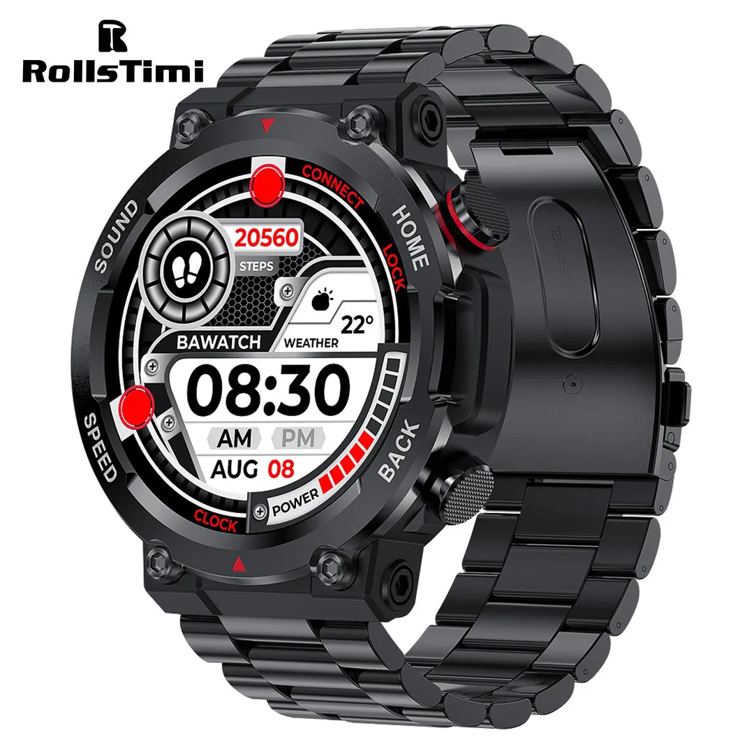 RollsTimi RT96 Men's Sports Smartwatches Military Waterproof Smart Watch for Women Fitness Tracker, Bluetooth Call, Heart Rate Blood Pressure Monitoring