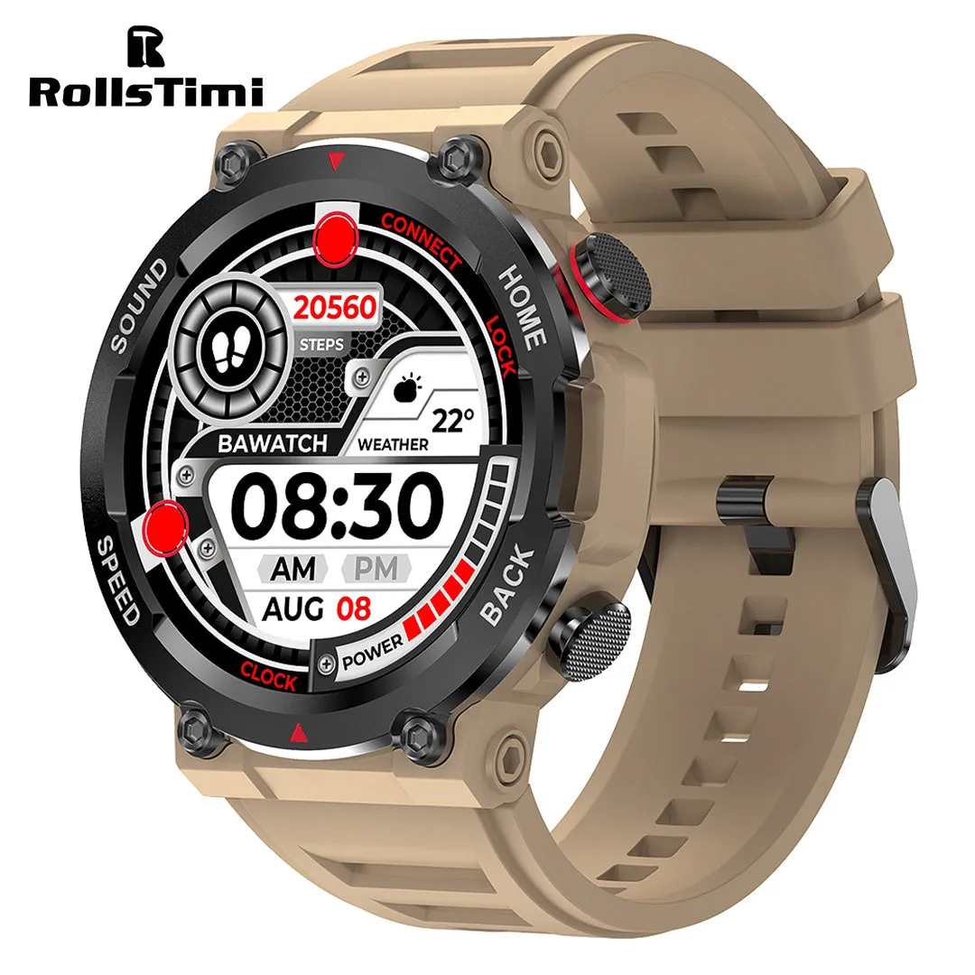 RollsTimi RT96 Men's Sports Smartwatches Military Waterproof Smart Watch for Women Fitness Tracker, Bluetooth Call, Heart Rate Blood Pressure Monitoring