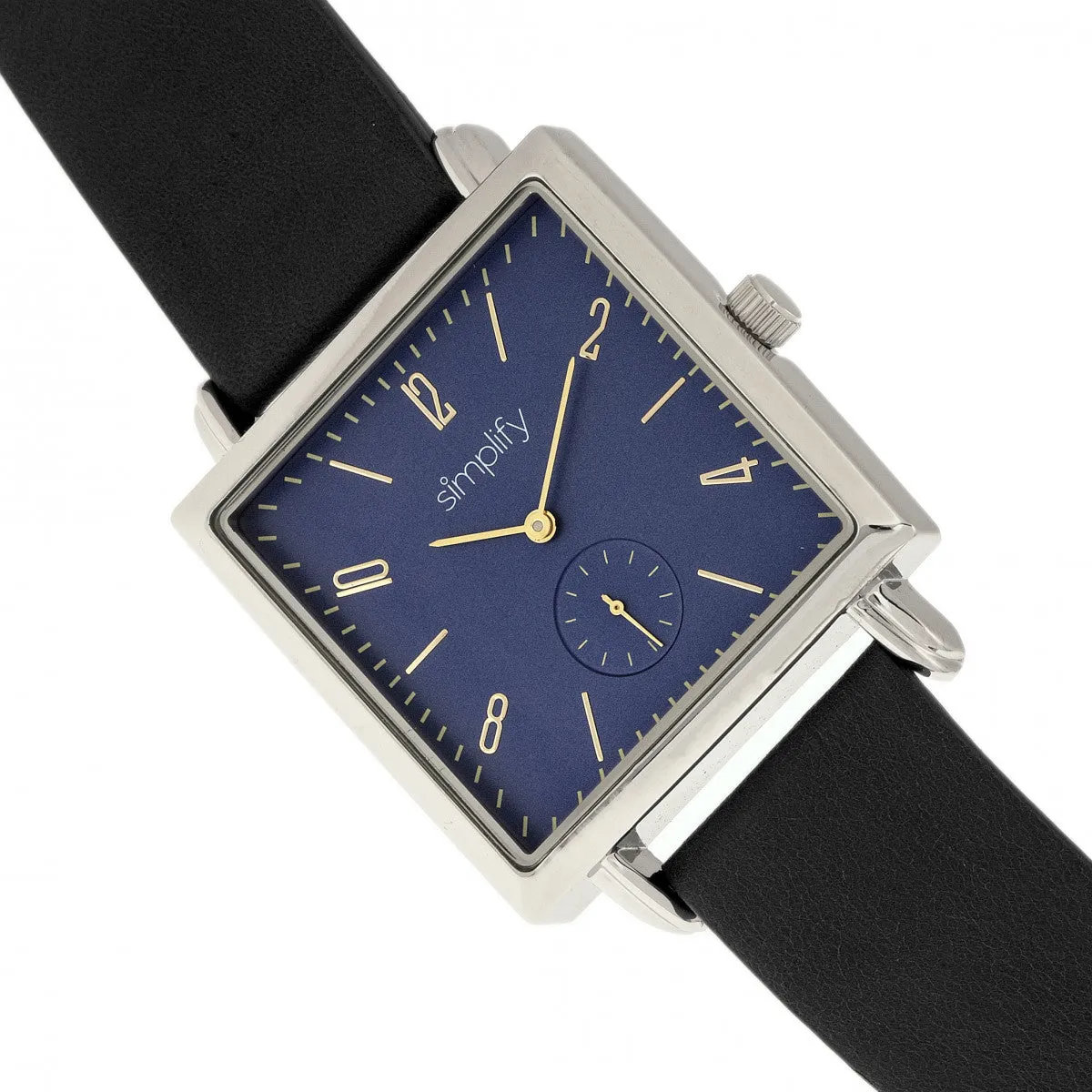 Simplify The 5000 Leather-Band Watch - Black/Blue