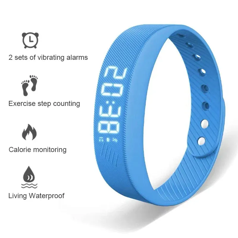 Smart sports bracelet with vibrating alarm clock running pedometer bracelet for male and female students