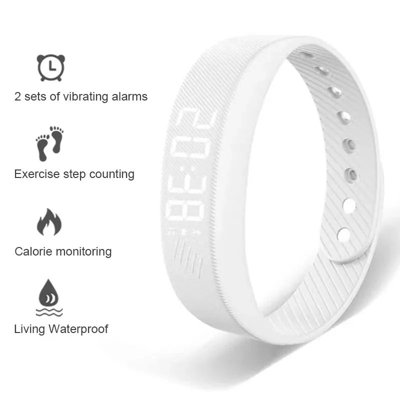 Smart sports bracelet with vibrating alarm clock running pedometer bracelet for male and female students