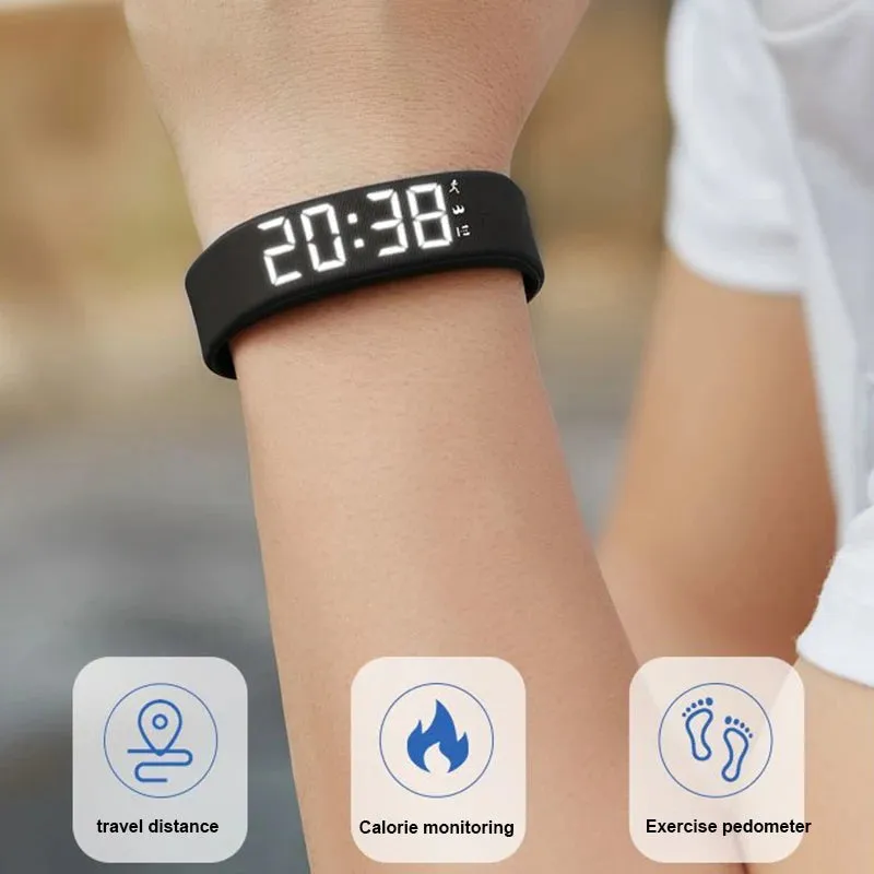 Smart sports bracelet with vibrating alarm clock running pedometer bracelet for male and female students