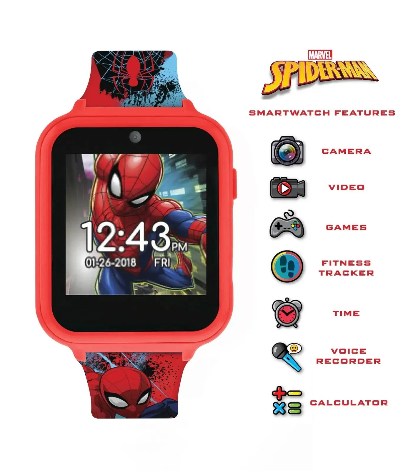 Spider-Man Interactive Kids' Silicon Strap Watch