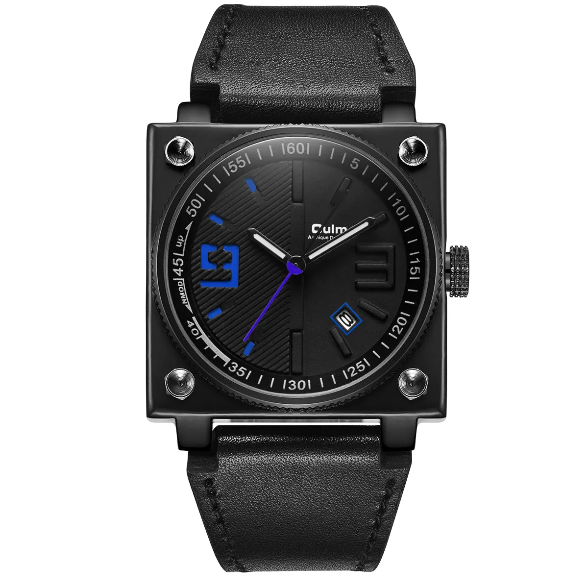 Stylish leather square quartz watch W22HP88055