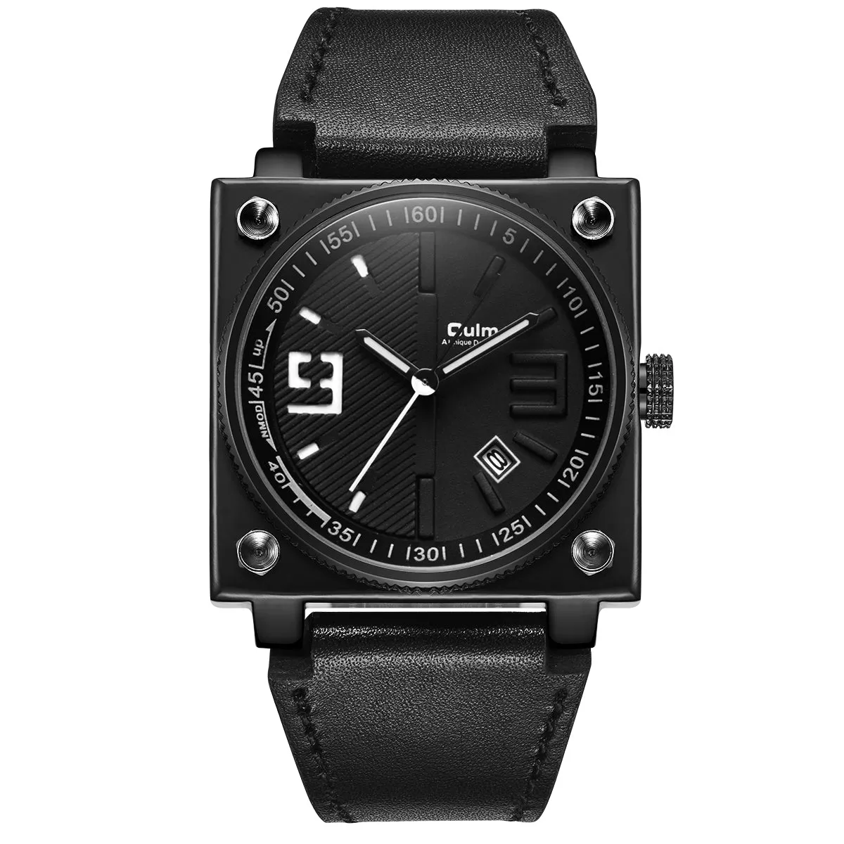 Stylish leather square quartz watch W22HP88055