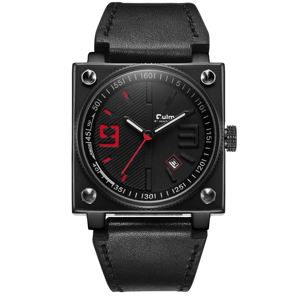 Stylish leather square quartz watch W22HP88055