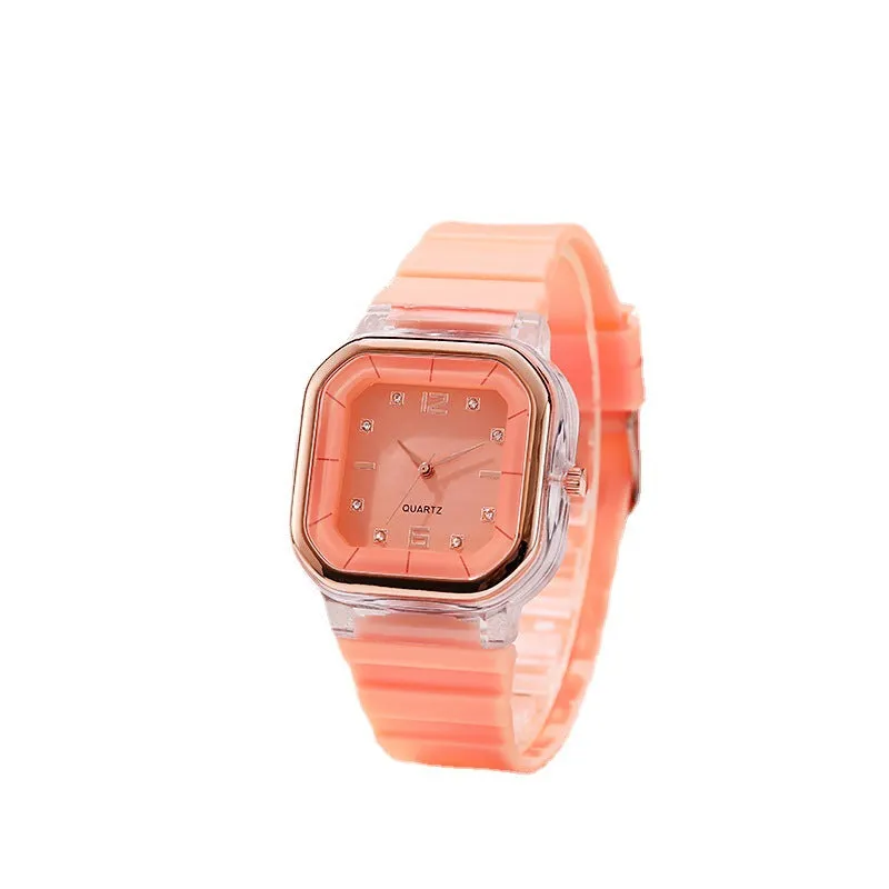 Watch New Women's Square Watch Student Children's Silicone Diamond Trend