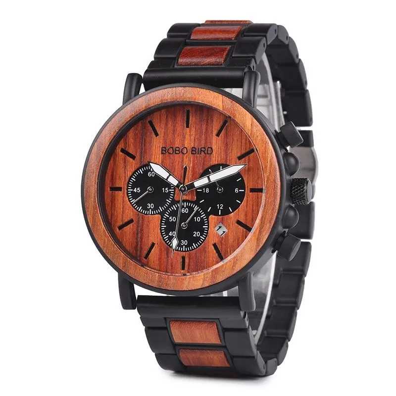 Wooden Men Watches Relogio Masculino Top Brand Luxury Stylish Chronograph Military Watch Great Gift for Man OEM