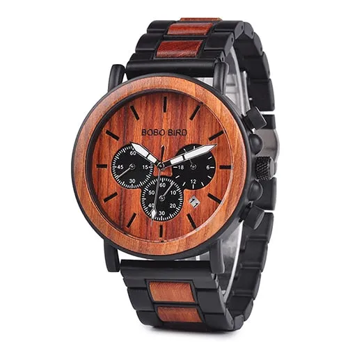 Wooden Men Watches Relogio Masculino Top Brand Luxury Stylish Chronograph Military Watch Great Gift for Man OEM